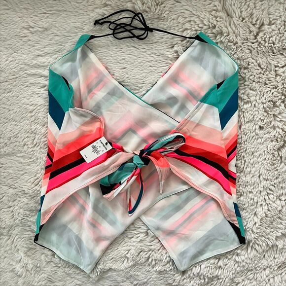 NEW Express Colorful Tie Back Halter Handkerchief Top Y2K Women's Size Small - Picture 9 of 11